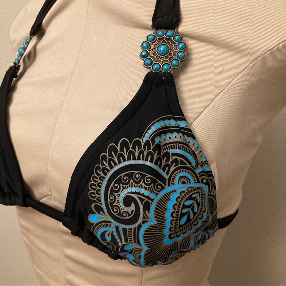 Turquoise accent bikini top - Picture 2 of 4